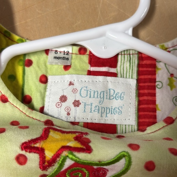 Gingi Girls Christmas One Piece Suit Red & White Stripes  Size 6-12 M - Picture 6 of 9